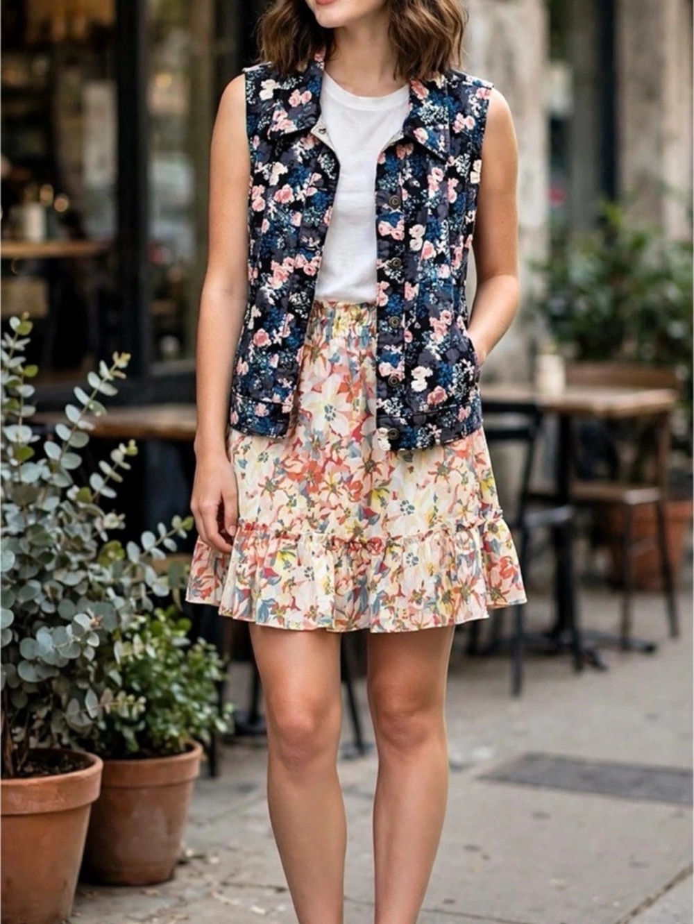 Floral Ruffle Mini Skirt in Multicolor - Picture 3 of 3